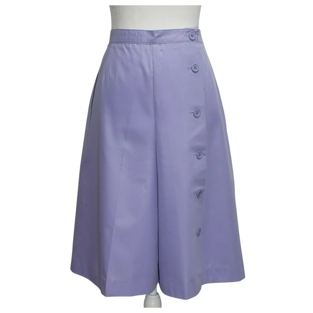 VTG 1970s Easy Wear Lilac Wide Leg Culottes Skirt Pants Sz 10 Coastal Grandma